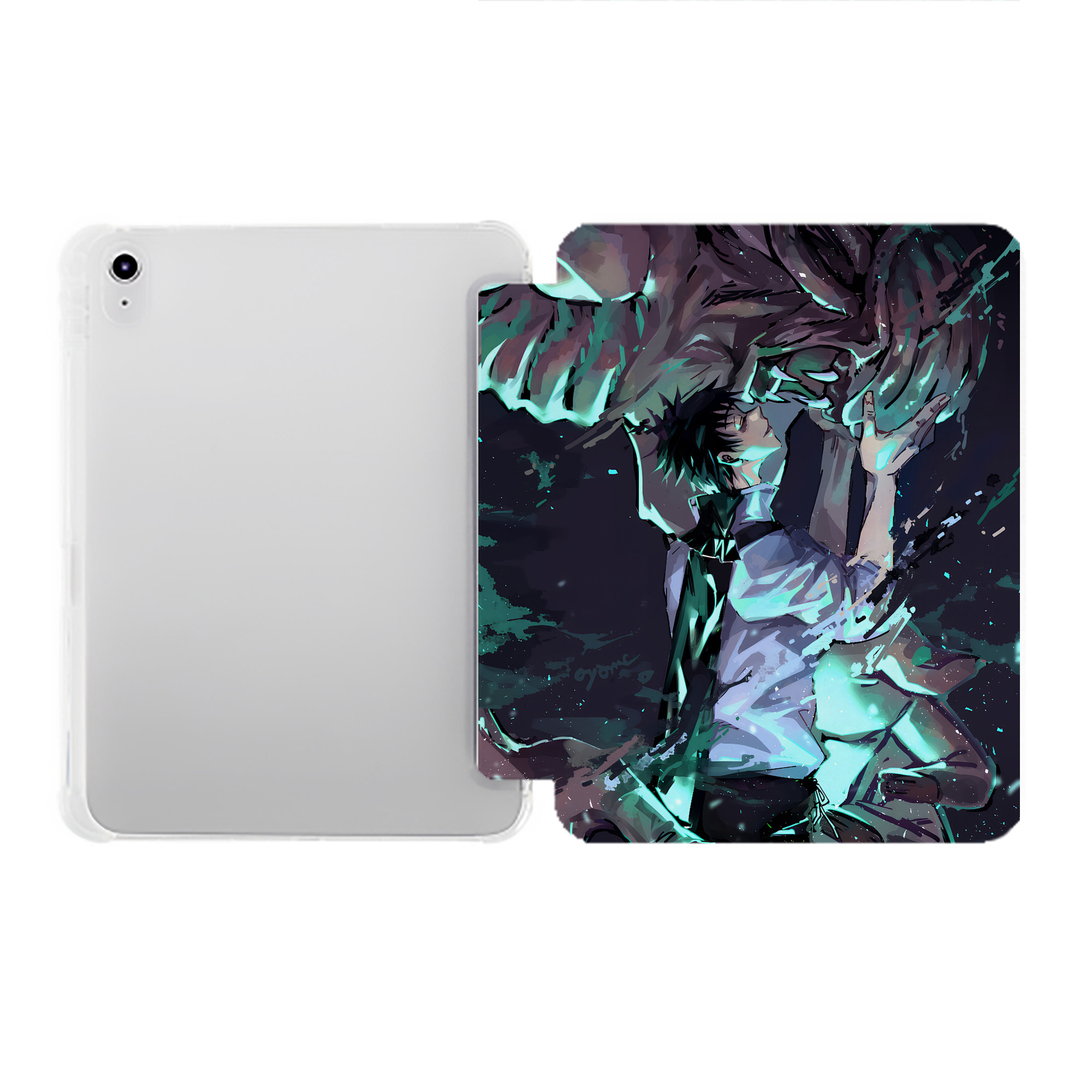 （画像用） 呪術廻戦 Jujutsu Kaisen IPad ケース ペン収納付き 三つ折りスタンド PUレザー×シリコン 対応機種9.5/10.5/10.9インチ